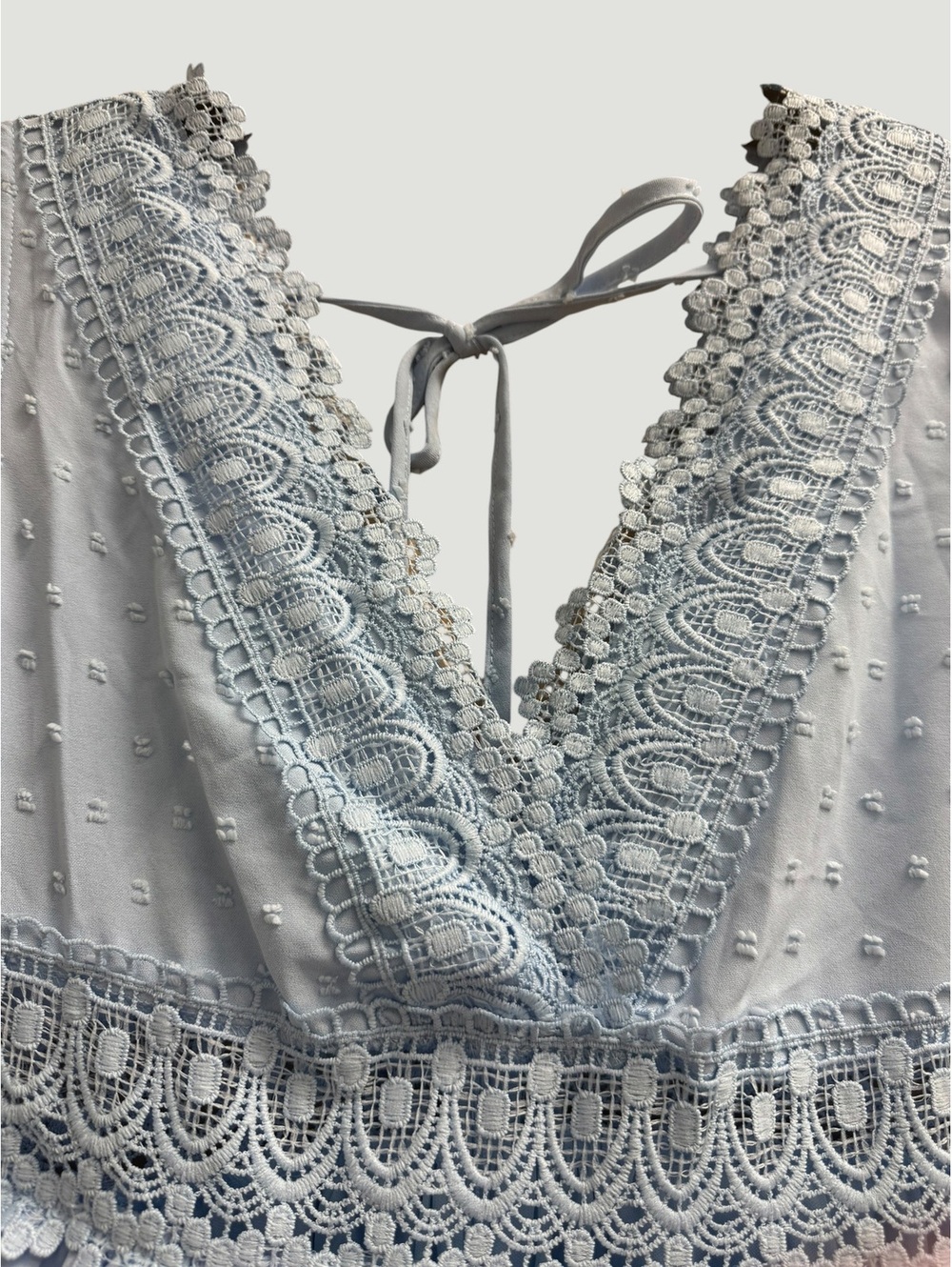 Light Blue Sleeveless Lace Detail Summer Dress - Picture 4 of 8